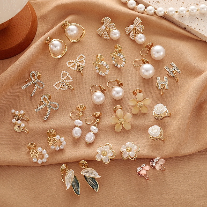 Mosquito Coil Ear Clips Non-pierced Women High-end Pearl Earrings French Style Ear Jewelry Wholesale Ins Designer Luxury Free Shipping Light Luxury Si