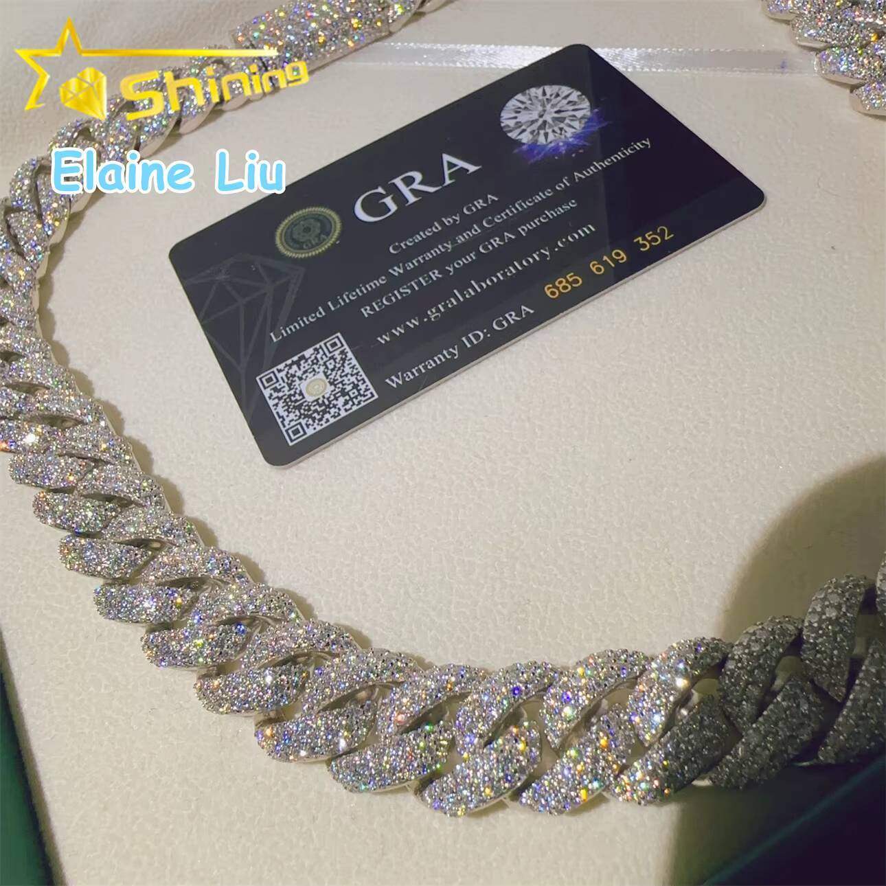 Hip Hop Jewelry VVS Moissanite Diamond Miami Cuban Necklace 16MM Sterling Silver 925 Cuban Link Chain Necklace