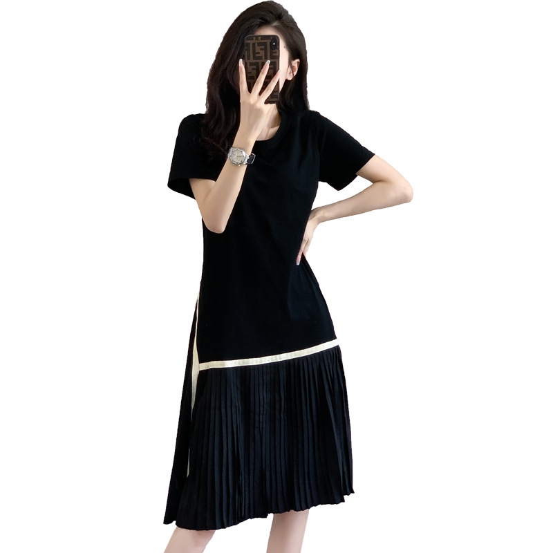 M831New European and American plus size five-quarter sleeve chiffon dress