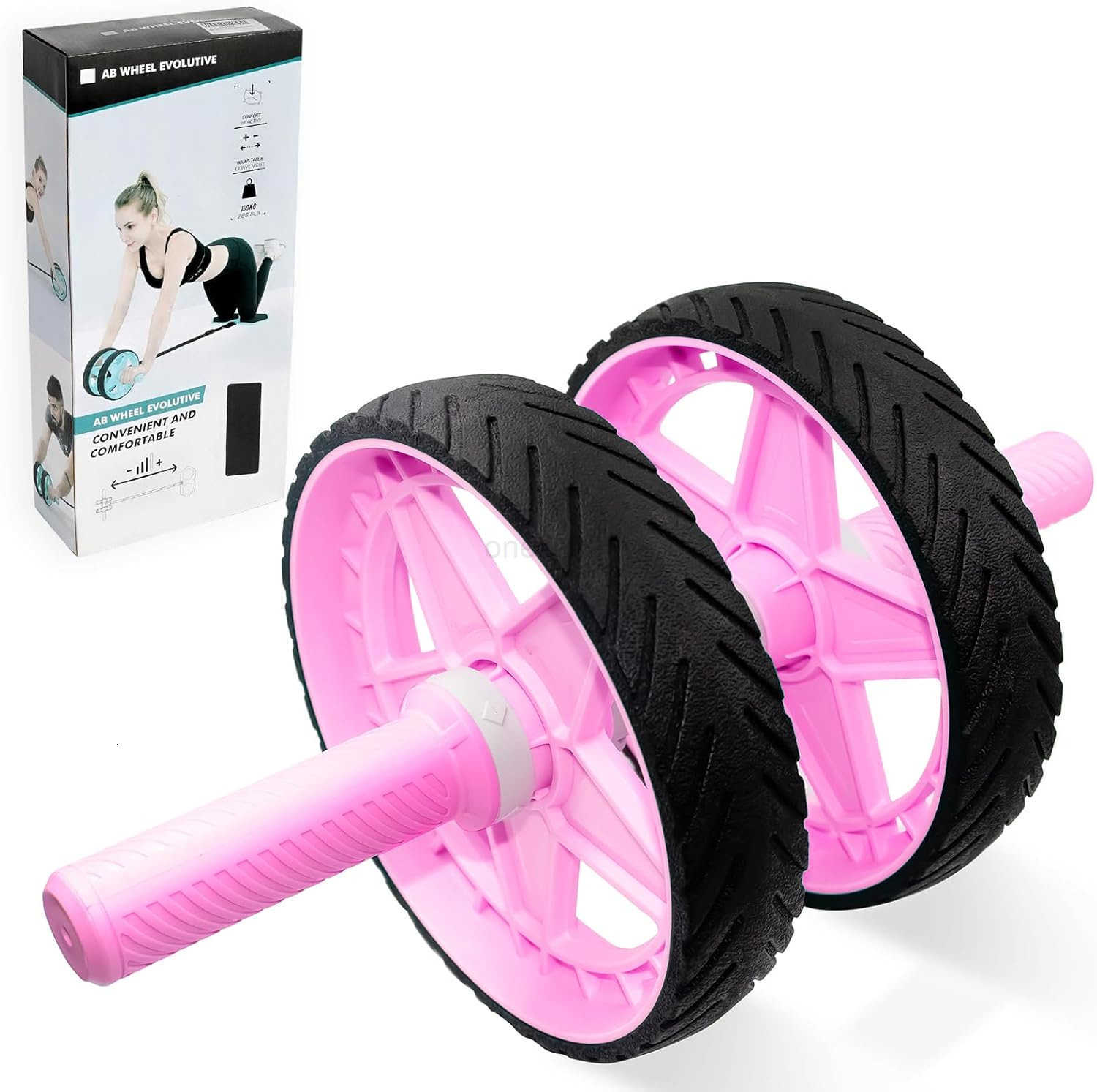 2025 New DoubleWheel Ab Roller for Core Training Rebound Design with Adjustable Elastic Band Silent NonSlip Wheels Detachable Build Knee Pad Bands Hom
