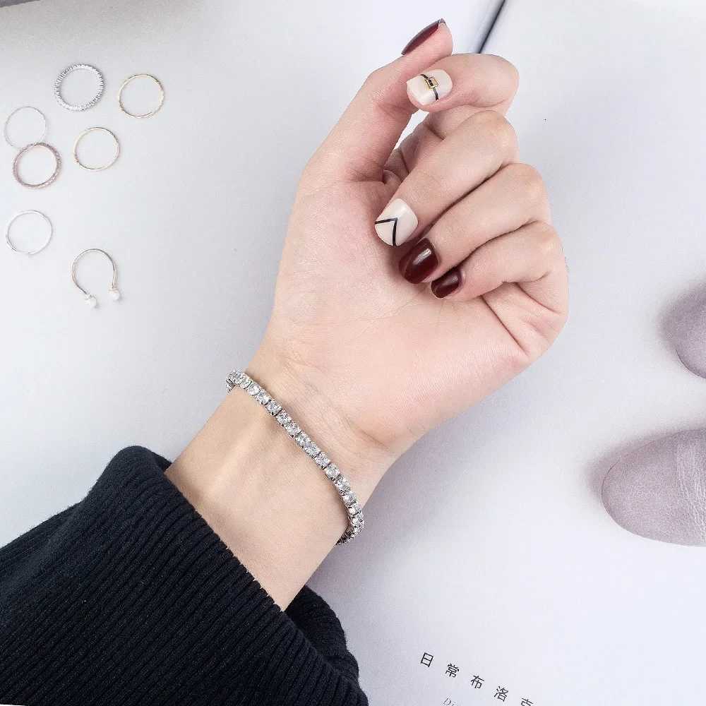 S925 Sterling Silver Bracelet Zirconia Tennis Ball Women Fashion Simple Engagement Wedding Charm Jewelry 4mm 1620cm W250904