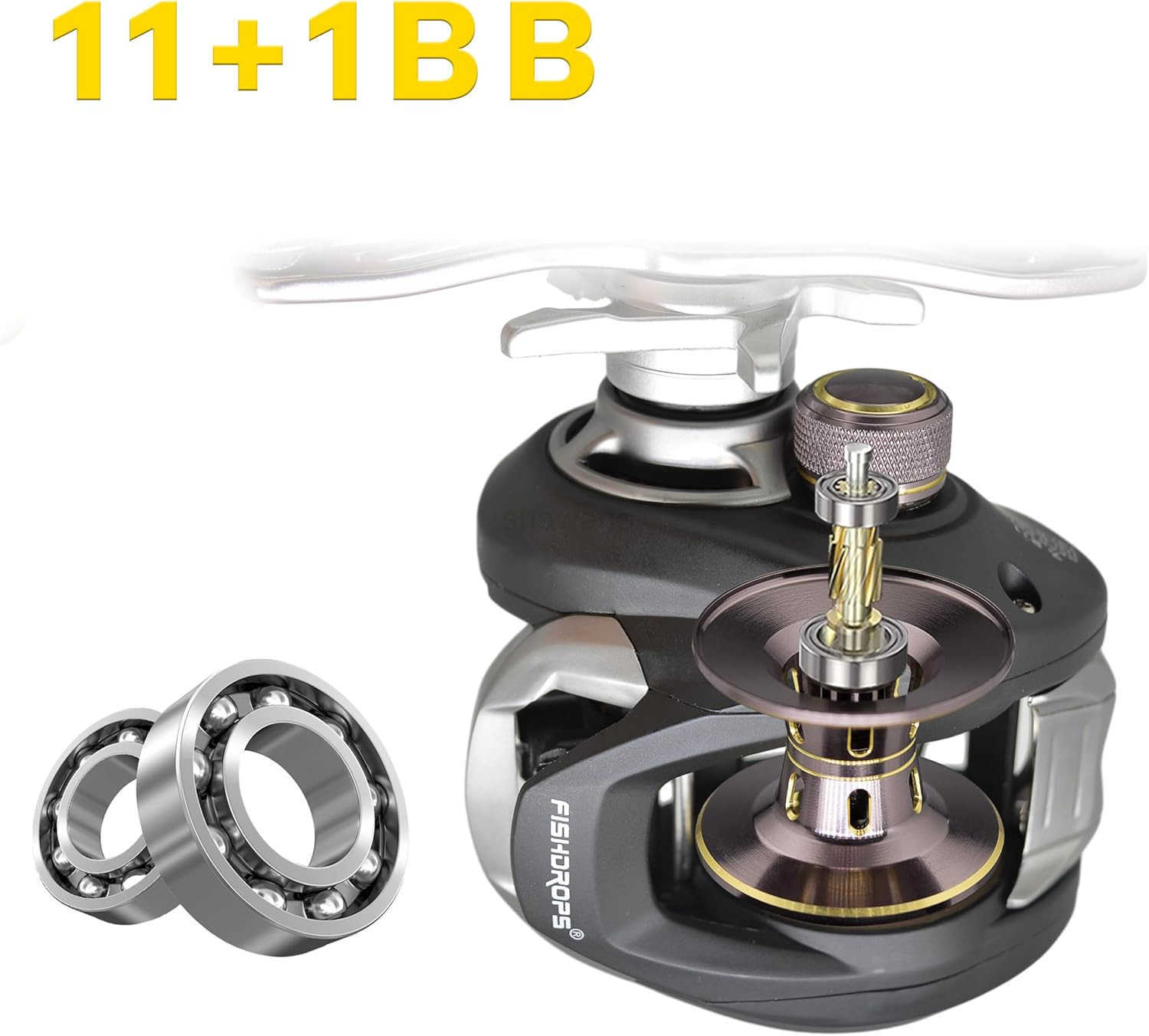 Baitcaster Reels 111 Shielded Stainless Steel Ball Bearings Baitcasting Reel175LB Drag with Magnetic Braking System High Speed 721 Gear Ratio Fishing 