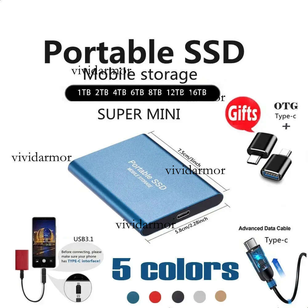 Original Mini 1Tb SSD External Hard Disk Typecusb 31 Highspeed 2Tb Solid State For Desktopnotebooksmartphone 240828