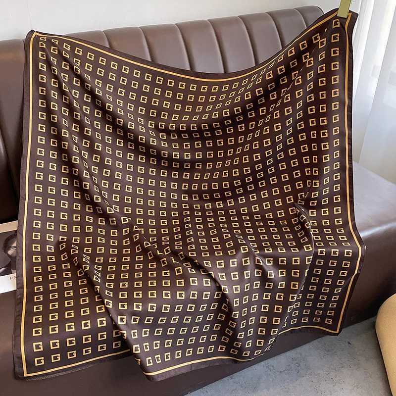 Luxury tter Print Twill Silk Hair Hijab Scarf Wen 90cm Sunscreen Shawl Wraps band Foard Bandana Echarpe New G250904