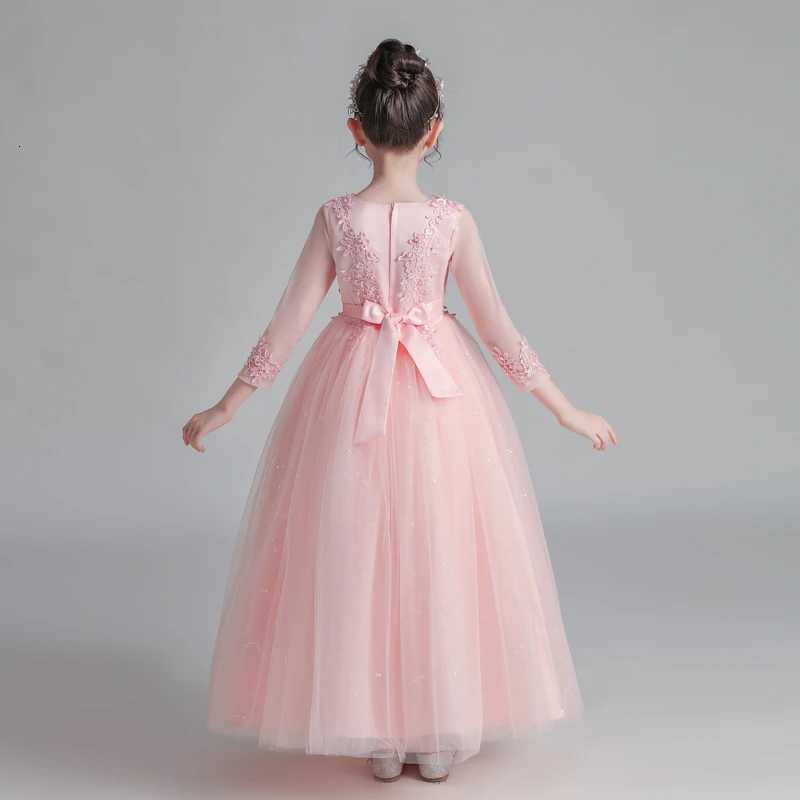 CW683 Princess Dress Girls Pengpeng Yarn Spring/Summer New Long Sleeve Fashionable Childrens Performance Z250904