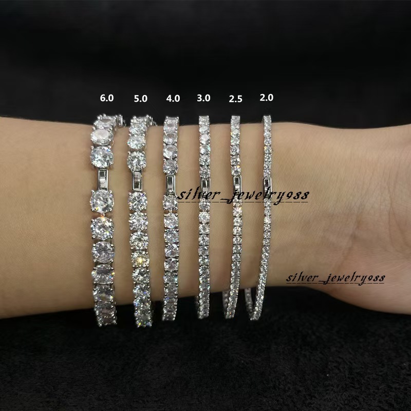 Mens VVS Moissanite Diamond Bracelet Fine Jewelry Hip Hop 925 Sterling Silver Iced Out Tennis Chain Bracelet Hip Hop Style
