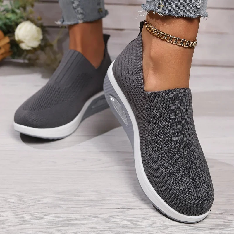 2024 Women Walking Shoes Air Cushion Non Slip Orthopedic Shoes Ladies Platform Mules Breathable Wedge Female Sneakers250904