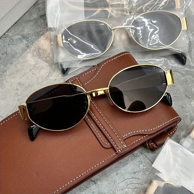 Trendy Oval Sunglasses for Women Metal Frame Sun Glasses Ladies Classic Vintage Round Shades Unisex 250903