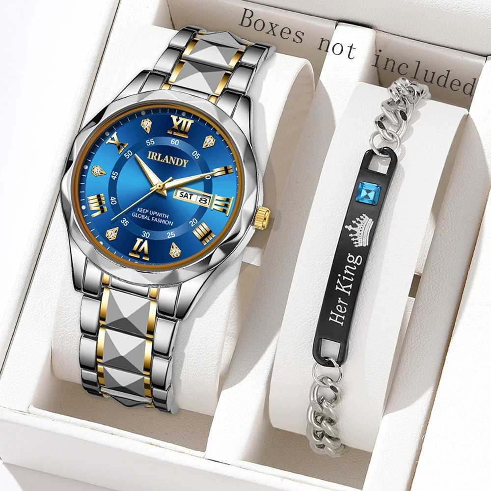 2PCS Silver Mens Watch Set Luxury Business Trend Quartz Watch Bracelet Set Suitable for Daily Clothing Matching X250904