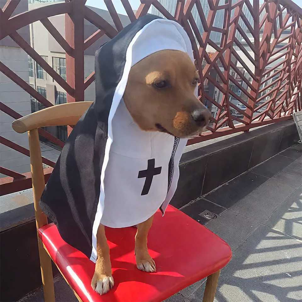 Halloween Dog Clothes Cute Christ Nun Cosplay Pets Costume For Small Large Dogs Cross Print Makeup Chihuahua Outfits Cats Gift W250904