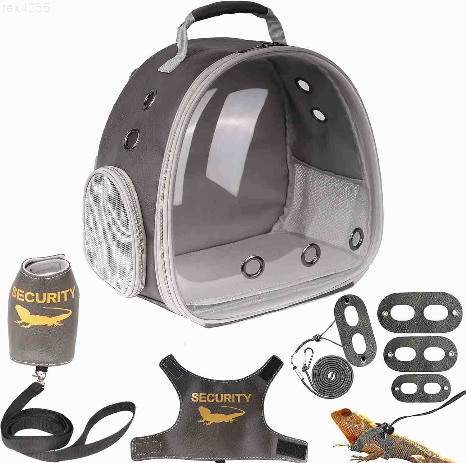 Backpack with Two Security Printing Harness with Leash Sets Reptile Lizard Travel Bag to Carry and Transport Small Animal Kitten Bunny GuineaW250904
