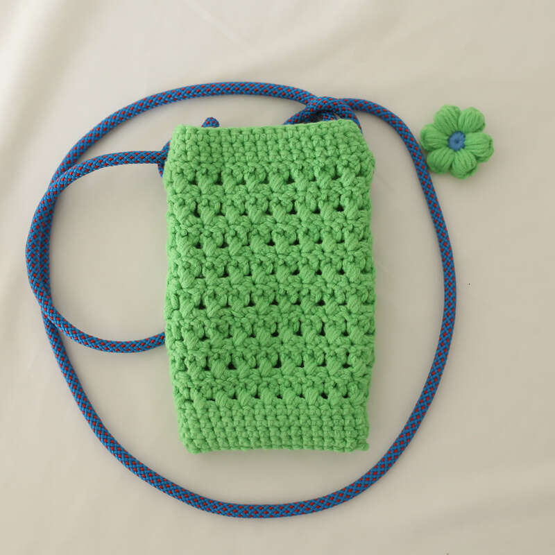 HEssentials 2025 Knit Phone Bag, Yarn - Woven Crossbody with Floral Accent, Casual Tote