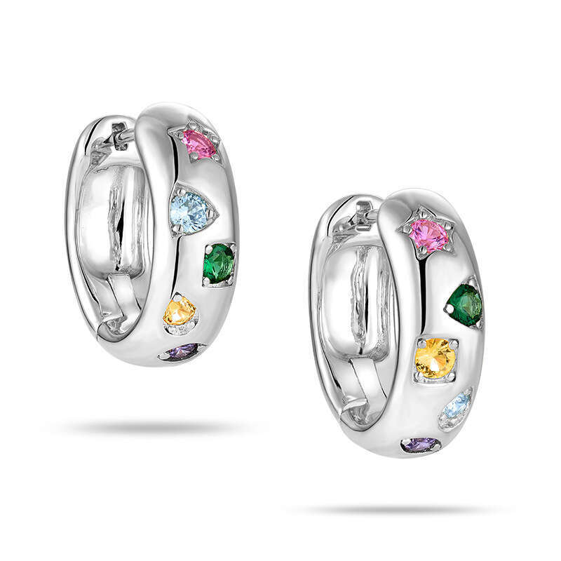 DH collections Ins - style Colorful Cubic Zirconia Ear Hoops. These luxurious polygon - shaped ear cuffs feature a unique U - shaped and geometric des