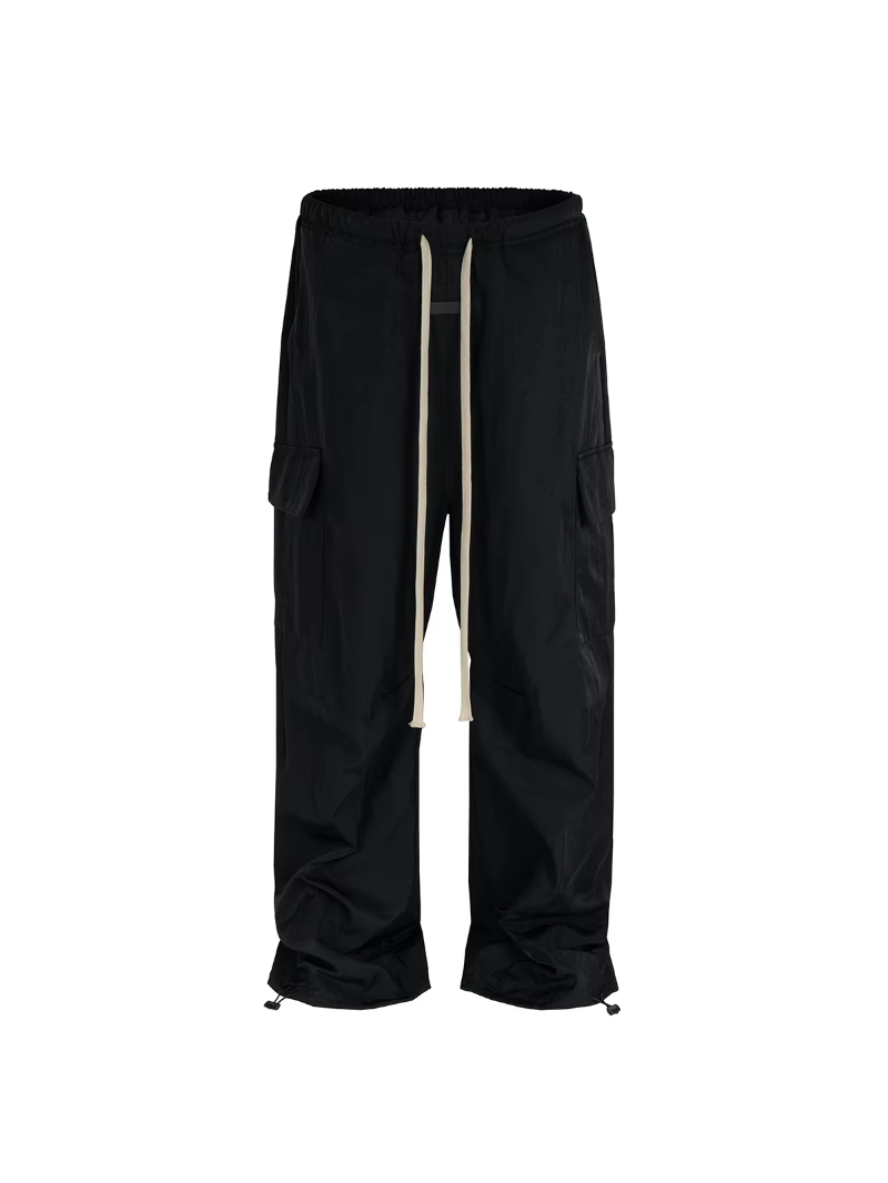 MIJKO High Street Black Pants Straight Leg Casual Trousers with Drawstring Comfortable Streetwear Z260315