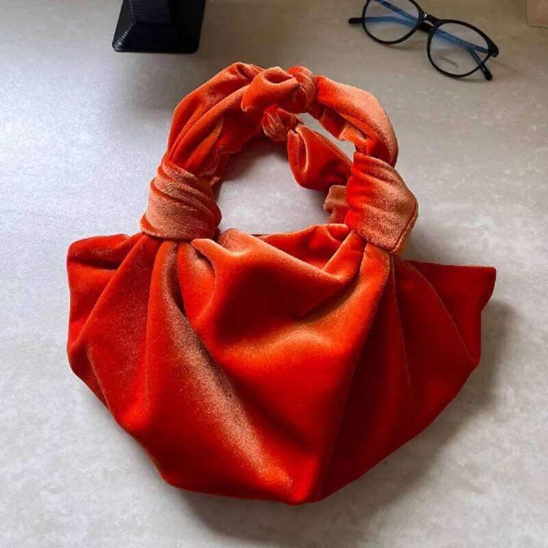 Vintage Veet Multi-Color Dumpling Autumn And Winter Knotted Handbag Fashion Women Small Tote Bag