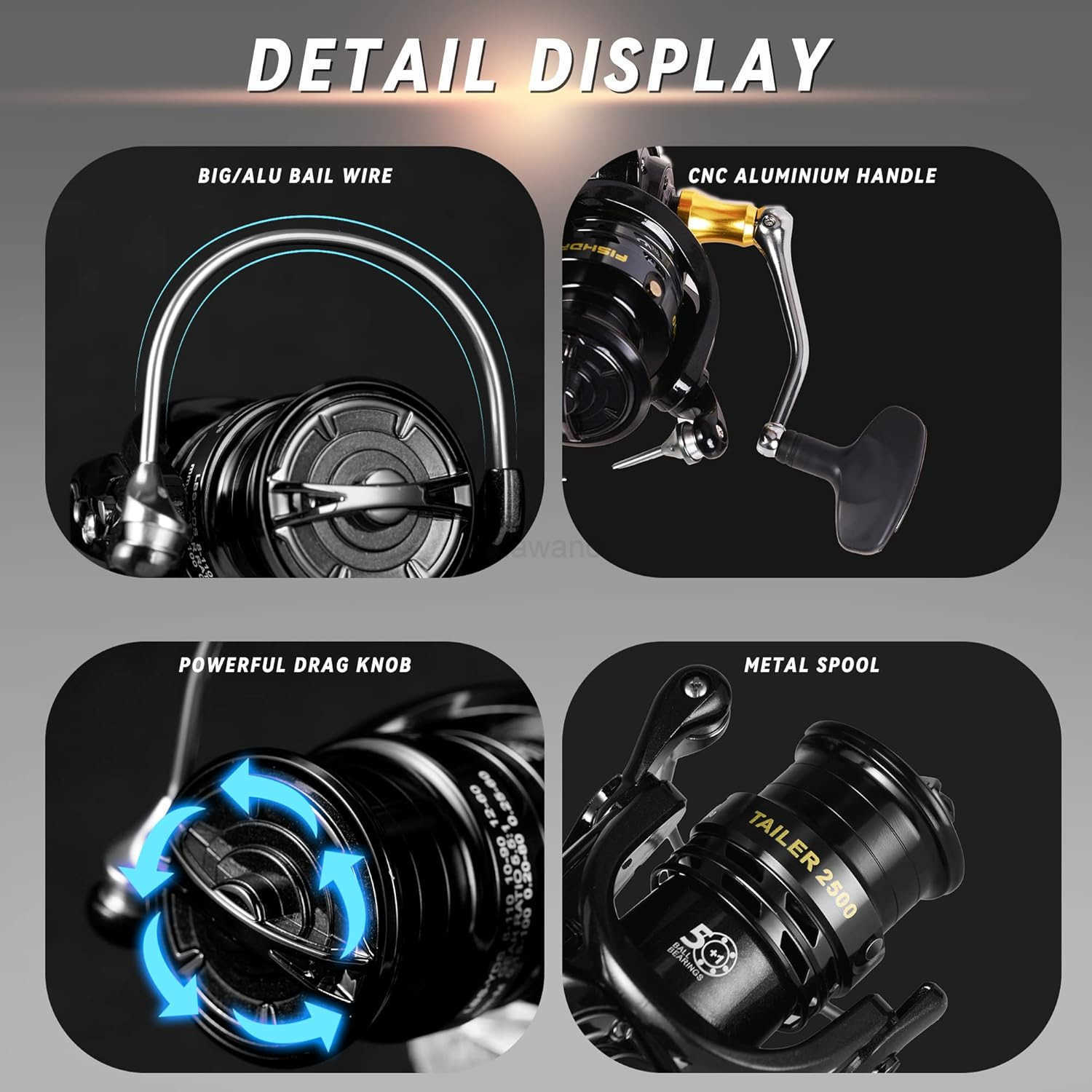 Fishing Reels Spinning Reel LeftRight Interchangeable Aluminium Handle 75 oz Ultralight Spinning Reels 551 Gear Ratio DeepShallow Aluminum Spool for F