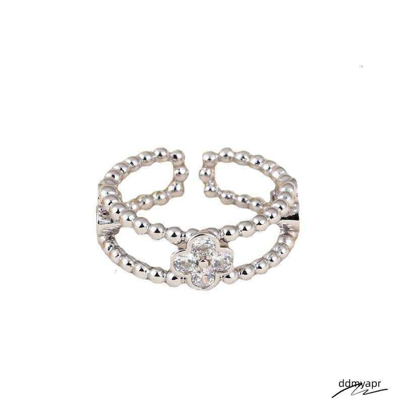 Colleactions Style Dia-Encrusted Kaleidoscope Four-Leaf Clover For Women Fashionable Ddmyday High-End Open Ring Ddmyday