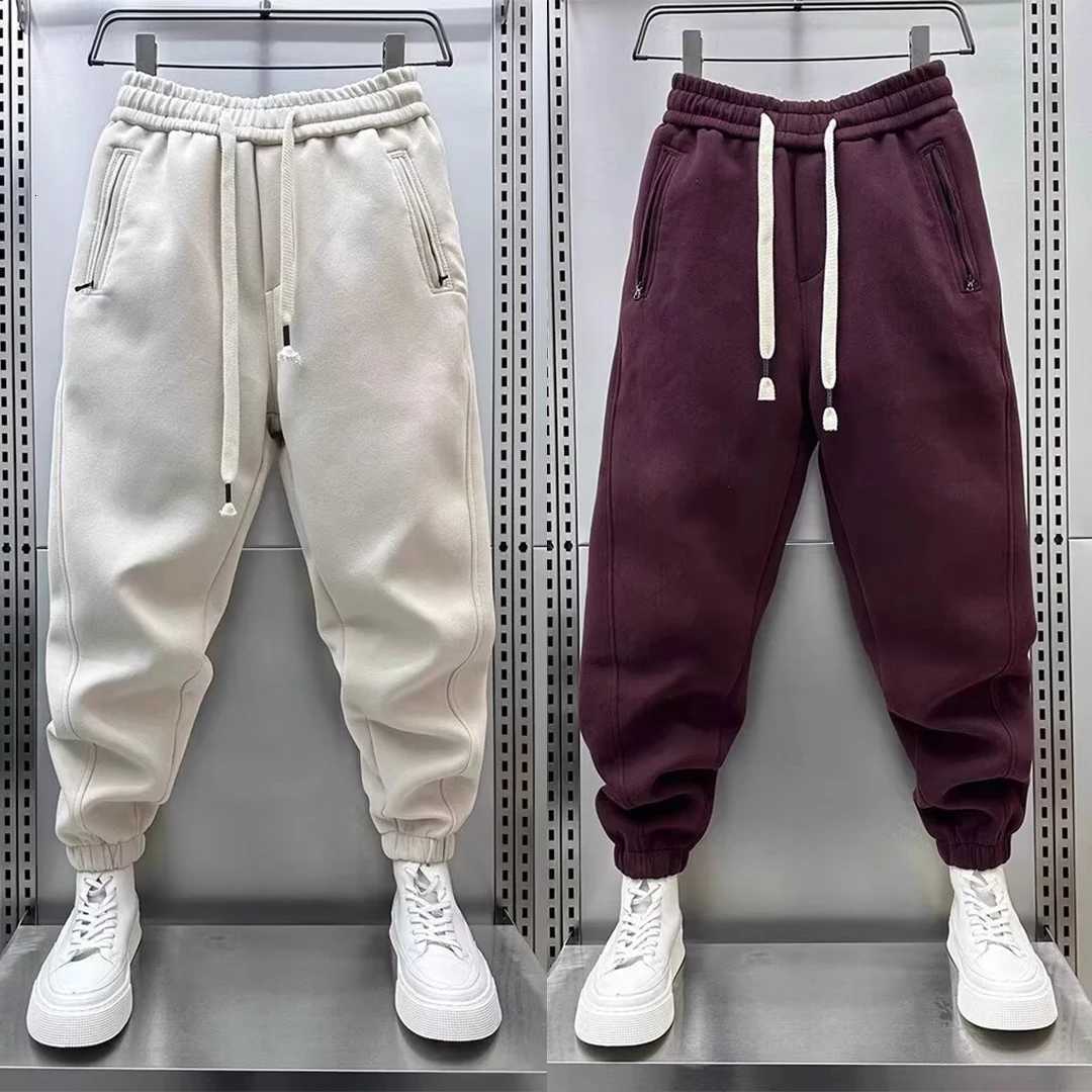 Autumn Mens orange Joggers Korean High Street Sports Trousers Cotton 9Minute Sweatpants Fashionable Mens Clothing 2024XJ250904