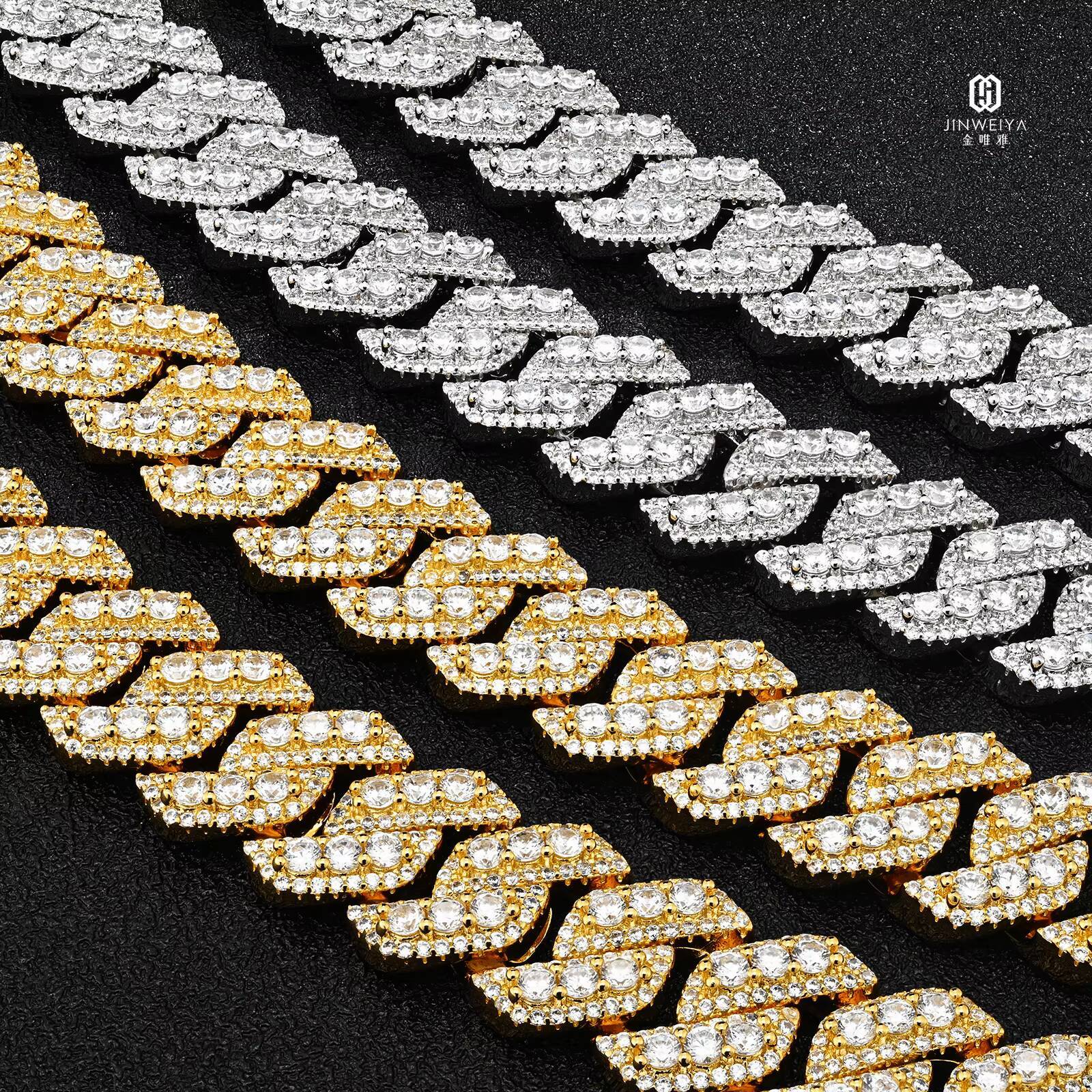 VVS Moissanite Pass Diamond Tester S925 Silver 15Mm Miami Cuban Chain Moissanite Gold Chain 22K Men