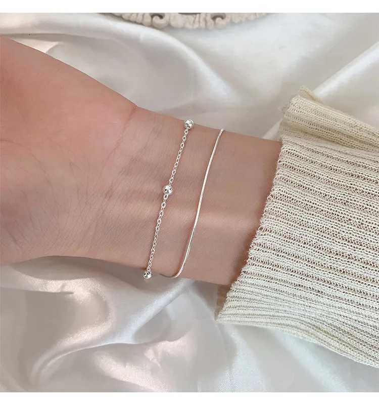Double layered bracelet for women simple small round bead bracelet student snake bone chain Fashion bracelet jewelryXJ250904
