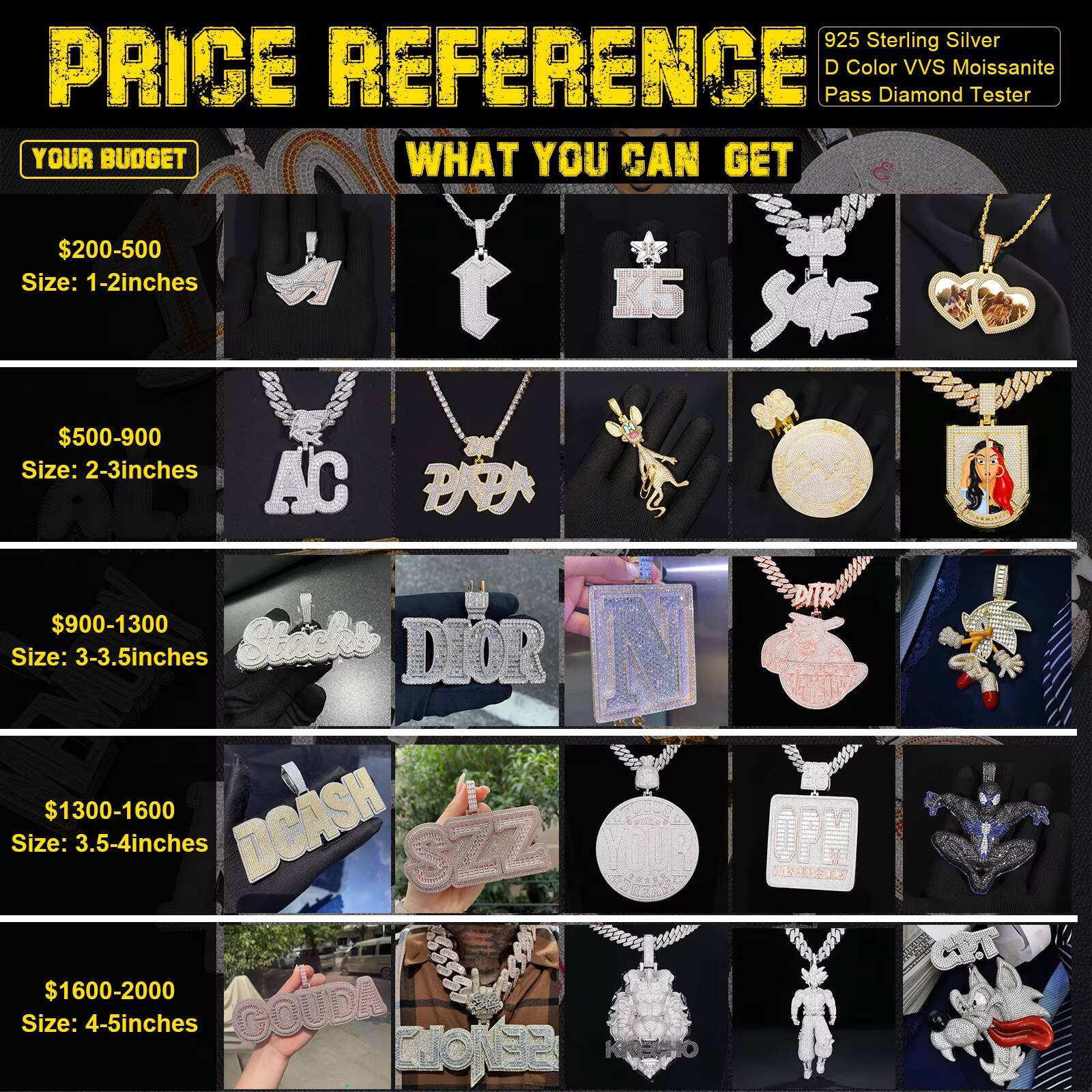 High Quality VVS Moissanite Iced Out Full Diamonds Letter Initial Name M Jewelry Necklace Personalized Custom Pendants