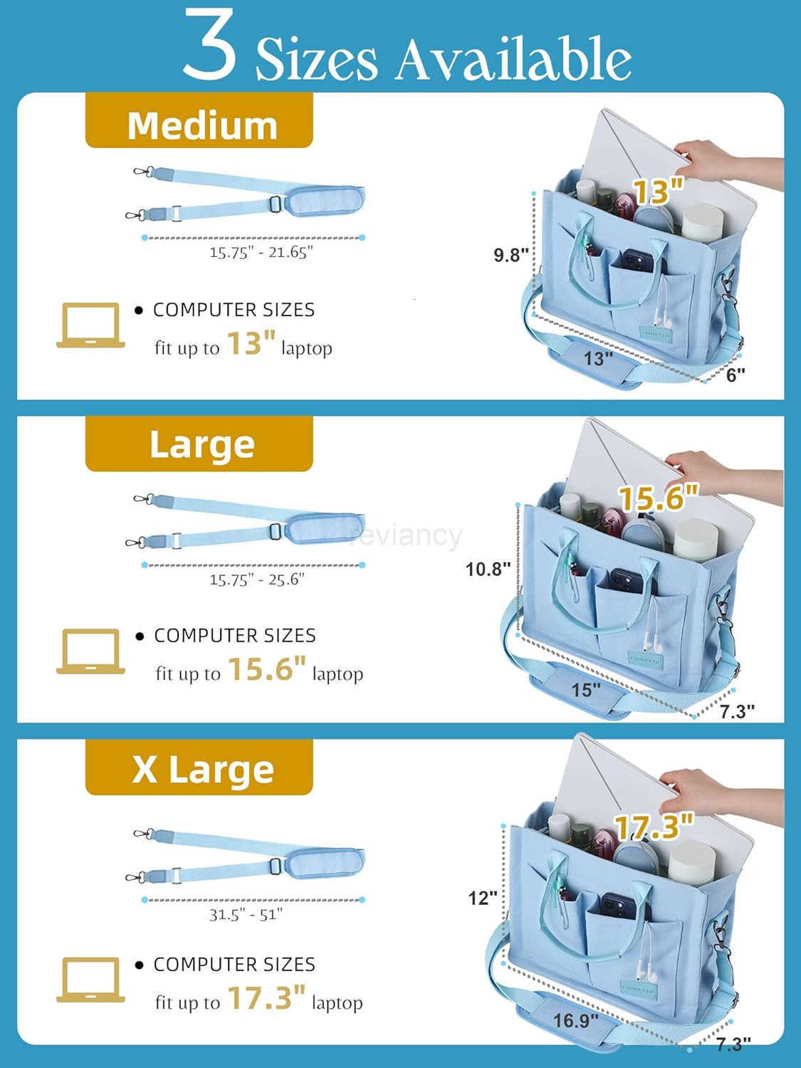 Tote Bag for Women with Zipper Closure Individual Compartments for Work College for Teacher NurseW250904