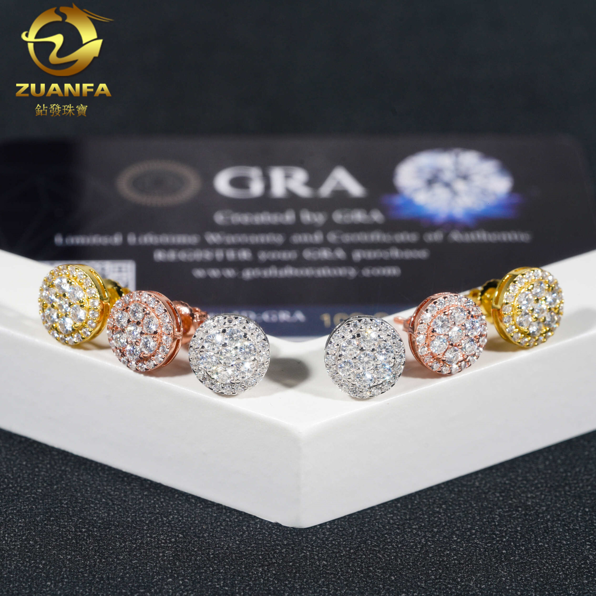 925 Silver Moissanite Round Unisex Designer Luxury Free Shipping Hip-hop Neutral Fashion Trendy Earrings Manufacturer Wholesale