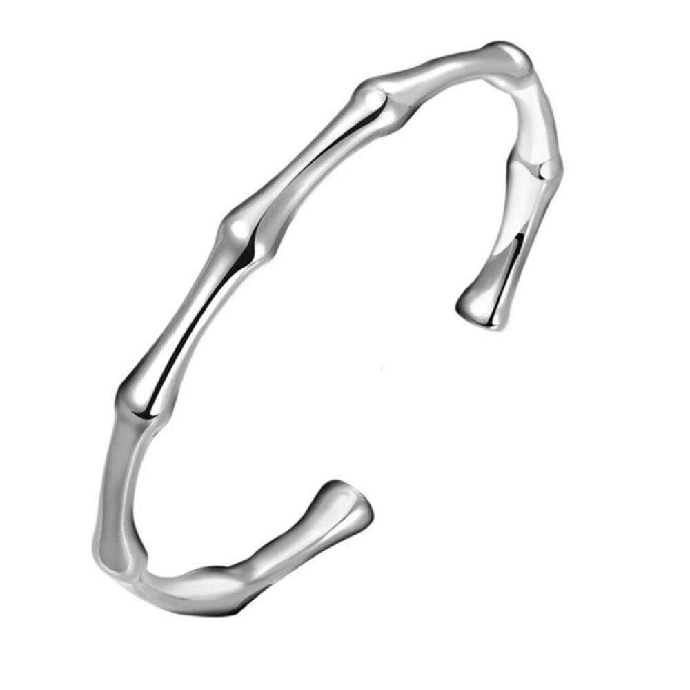 Korean Style Minimalist Bamboo Open for Women Fashion Trend Smooth Solid Adjustable Personality Bracelet Jewelry