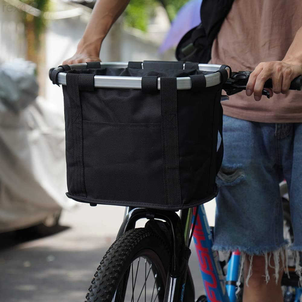 Bike Basket Quick Release Bicycle Handlebar Front Basket Removable Small Pet Cat Dog Carrier Detachable Cycling Picnic Bag for Commuting Shopping Camp