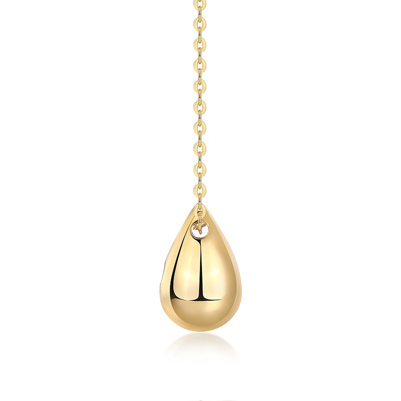 Timelessly Chic 'Tear of a Goddess' Pendent Necklace Adorned by Radiant Moissanites & Coated in Lustrous 18 Karat Yellow Gold