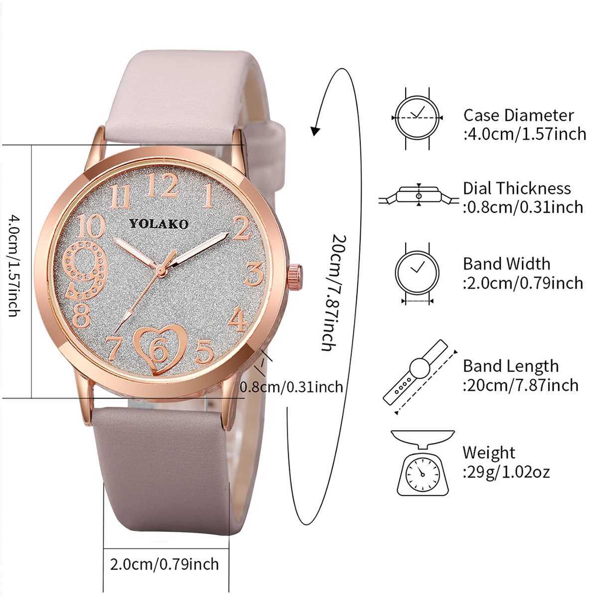 4pcsset Fashion Wen Leather Strap Quartz Watch and Love Jewelry Set X250904