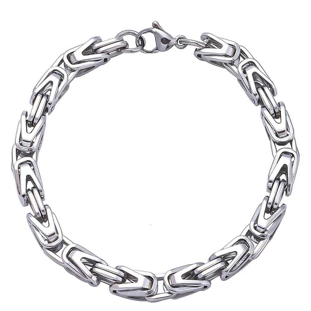 6mm Stainless Steel Emperor Chain Bracelet Simple Silver Color Men Bracelet Hip Hop Fion Jewelry Fion Gifts Accessories Y250904