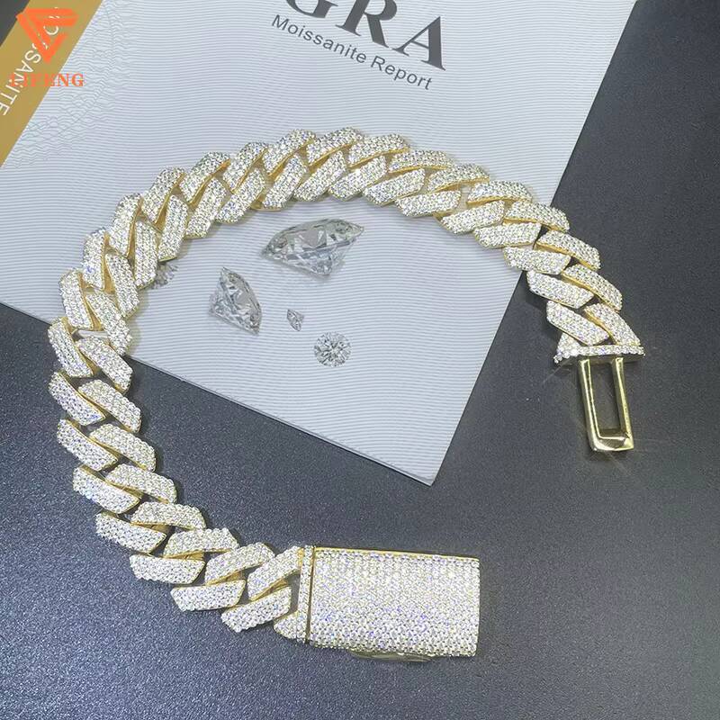 Pass the Diamond Test Fine Jewelry Bracelets Excellent Cut D VVS1 Moissanite Bracelet Yellow Color Hip Hop Custom Bracelet