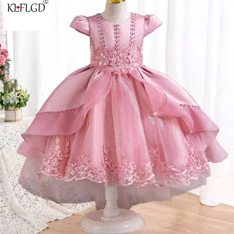 Summer New Girl Tail Birthday Party Evening Dress 4-12 Years Old Gorgeous Christmas Performance Dress Girl Party Ball Dress Z250904