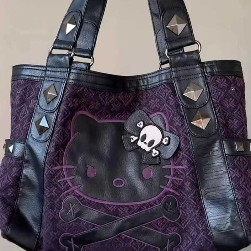 Sanrio Vintage Purple Sanrio Miniso Handbag - Y2K Goth Chic for Girls