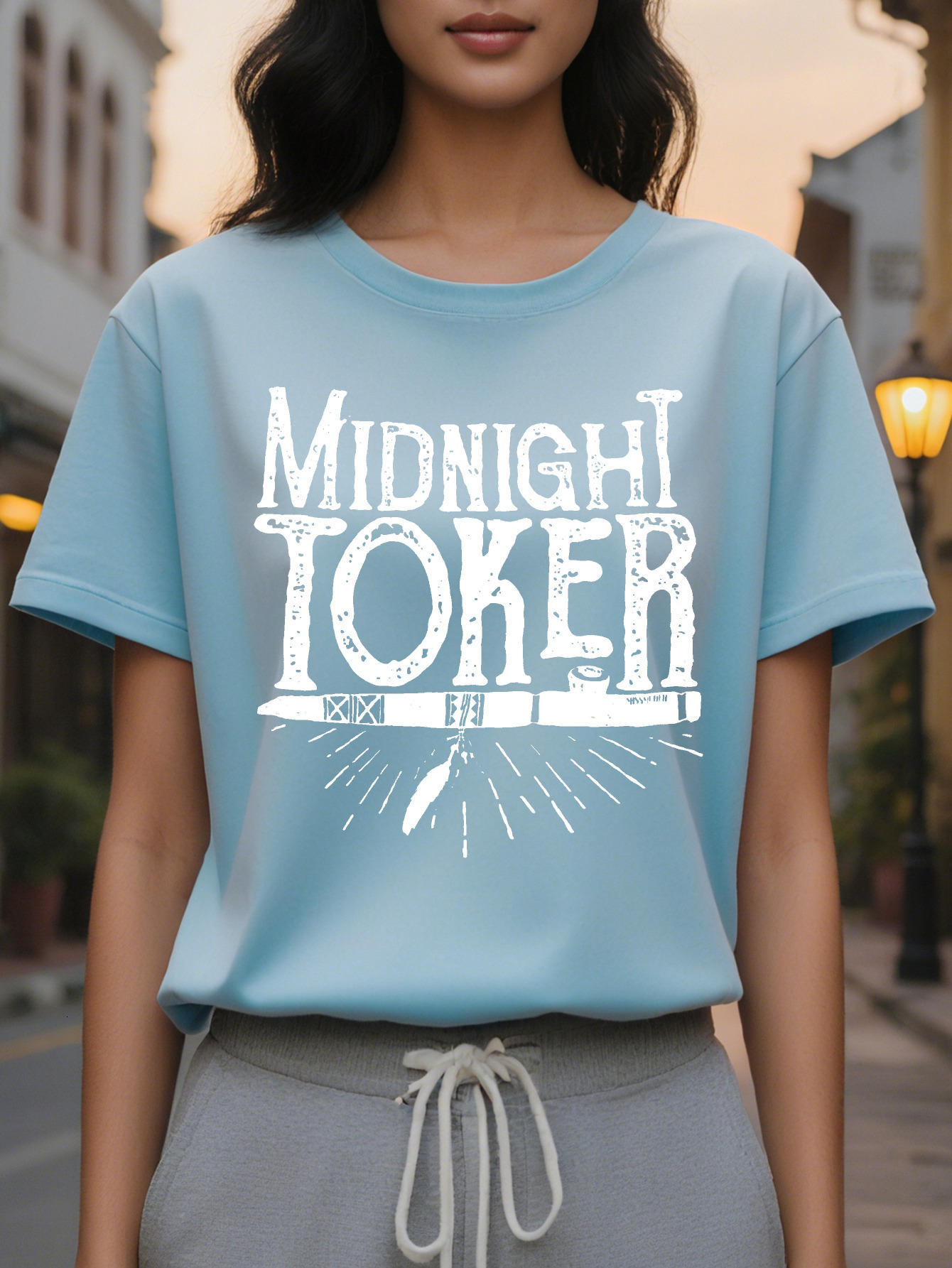 Women's T-Shirt Graphic Letter Printed Round Neck Fitted Summer