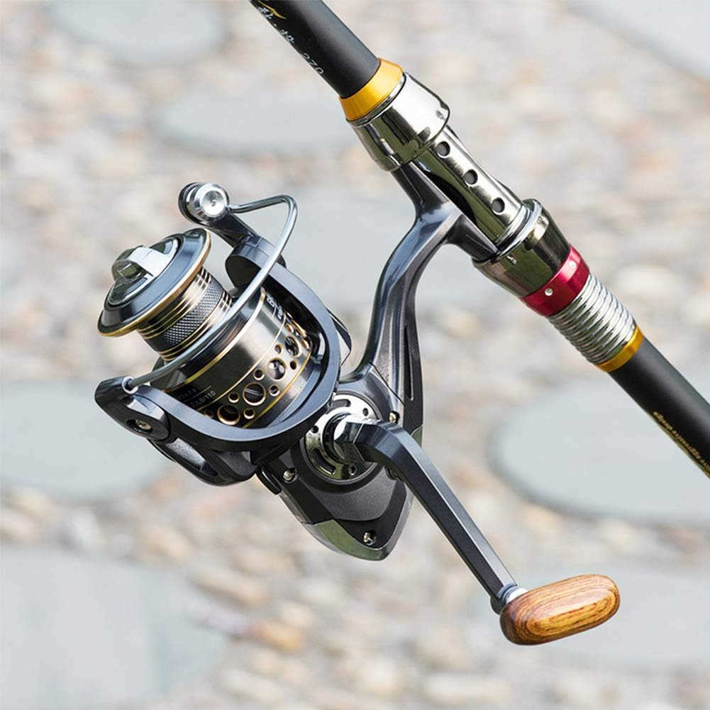 Spinning Reel Saltwater Fishing Reels with Wooden Handle 13 BB Light Weight 43LB Max Drag 471521 Gear Ratio SummerICE Fishing Beginners Kids Friendly 