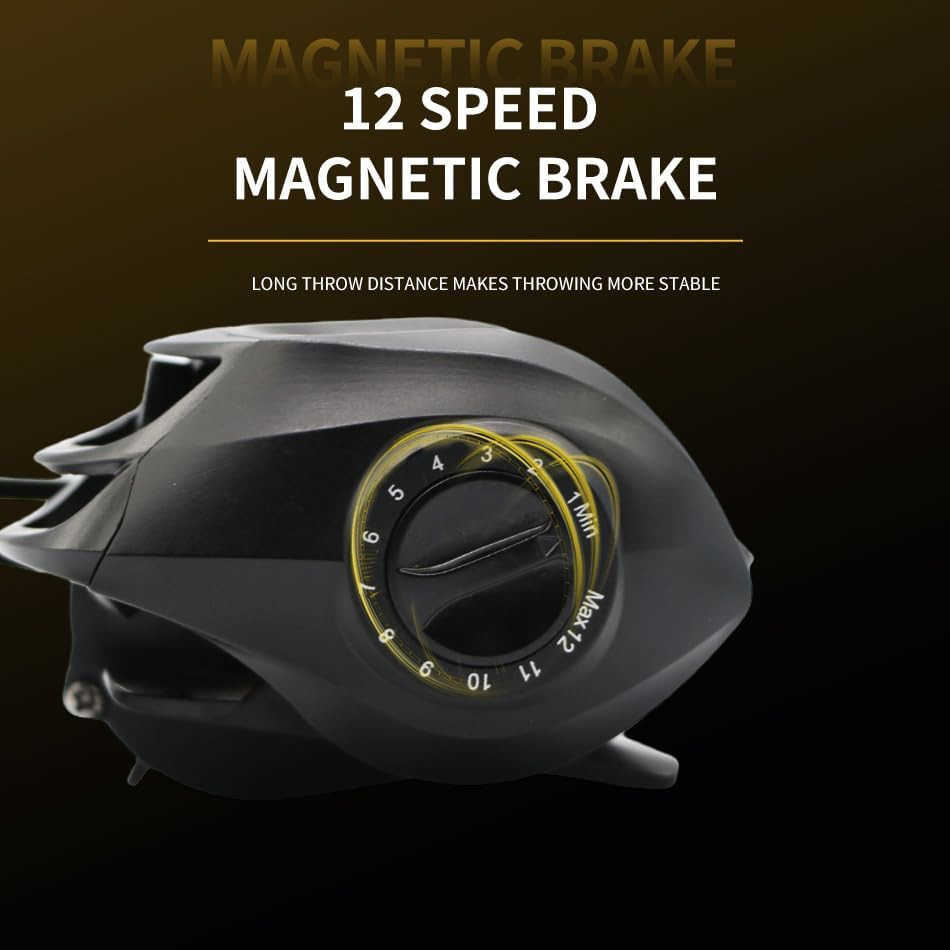 Baitcasting Fishing Reel Lightweight Aluminum Spool Fishing Reel176Lbs Max Drag Magnetic Braking System 721 HighSpeed Gear Ratio Saltwater Freshwat W2