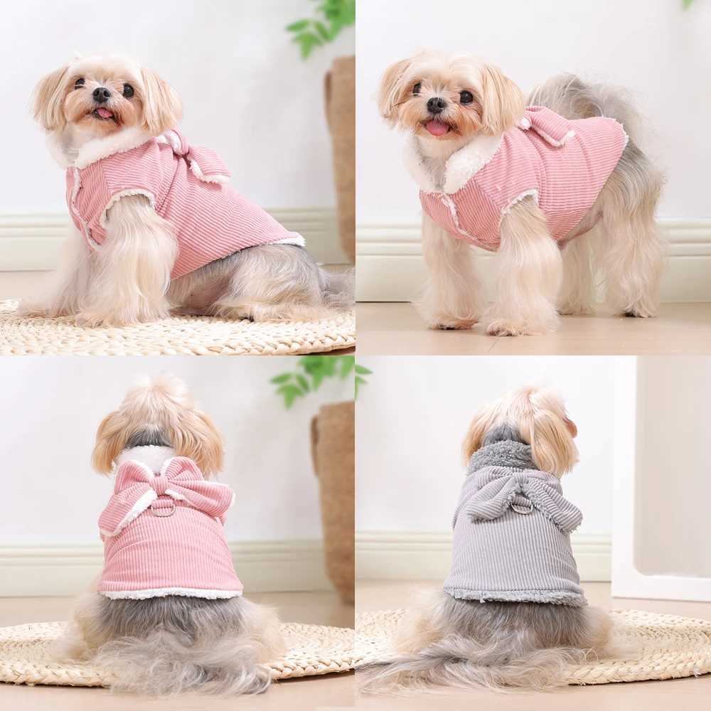 Winter Pet Dog Clothes For Small Dogs Cat Cozy Fleece Puppy et Coat With Dring Cute Bow Yorkie French Bulldog Vest Overalls W250904