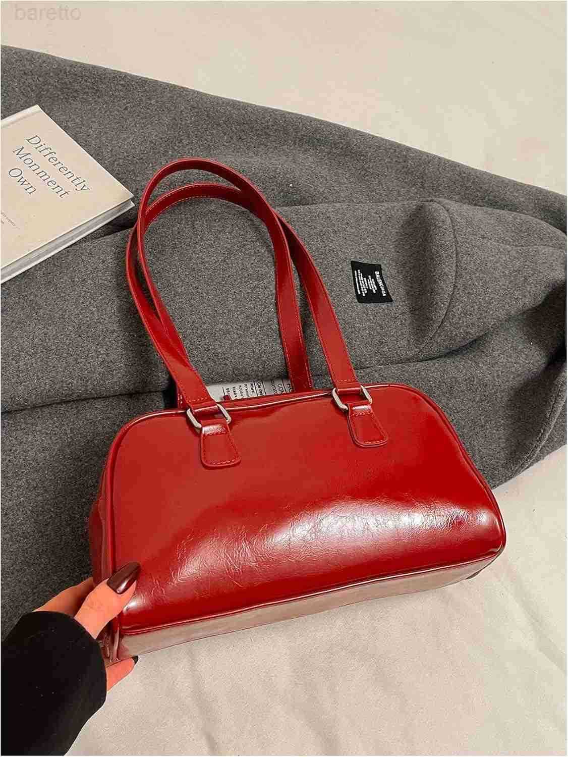 Womens Lace Up Zipper PU Leather Shoulder Bags Top Handle Boston Underarm Bags Y2K Purse M250904