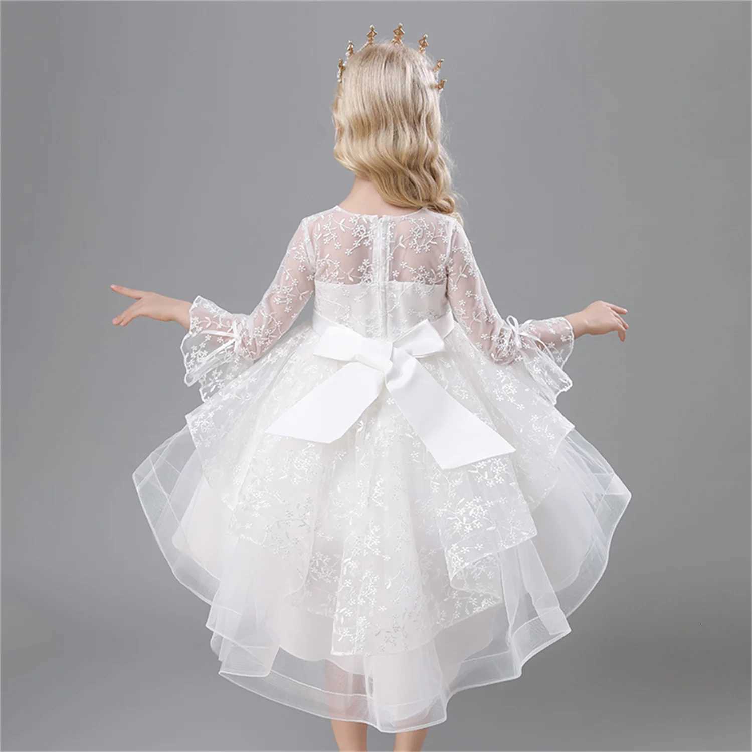 Flower Girls Princess Dresses Baby Wedding Christmas Party Trailing Dress Teenager Children Kids Elegant Vestidos For 3-12Years Z250904
