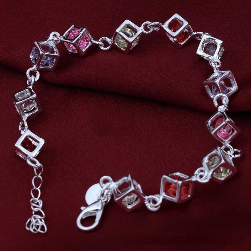 Hot fine 925 Sterling Silver zircon lattice Bracelets for woman Luxury brands jewelry Wedding party Christmas gifts W250904