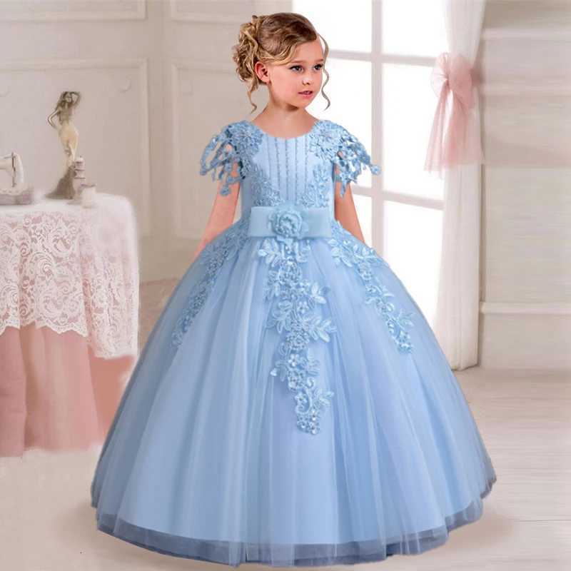 2025 New Elegant Girl Wedding Dress Embroidered Mesh Princess Dress 4-12 Years Old Girl Graduation Party Prom Evening Dress Z250904