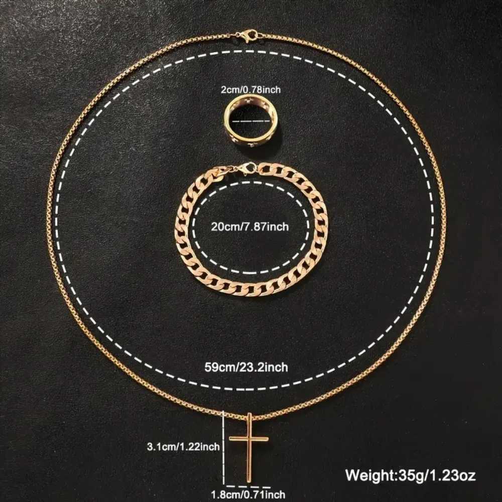 5pcsset Fashion Mens Classic Quartz Watches Men Necklace Ring Bracelet Luxury Mens Jewelry Set X250904