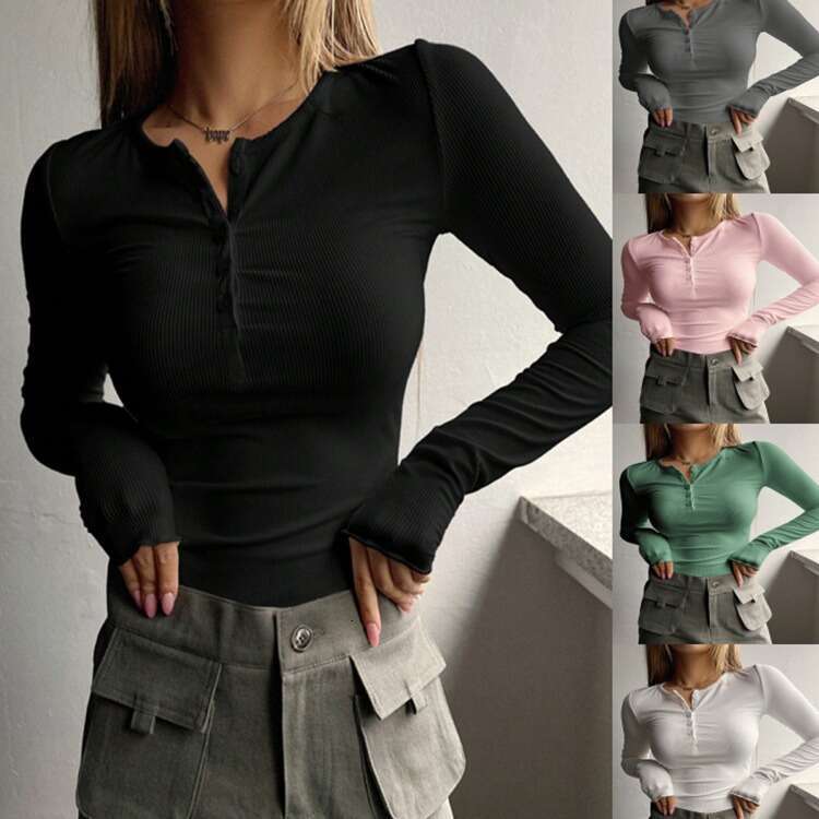 Autumn Winter European and American Women's Button Ribbed Slim Knit Cedar 2025 Temperament Versatile New Trend Clothing Ins