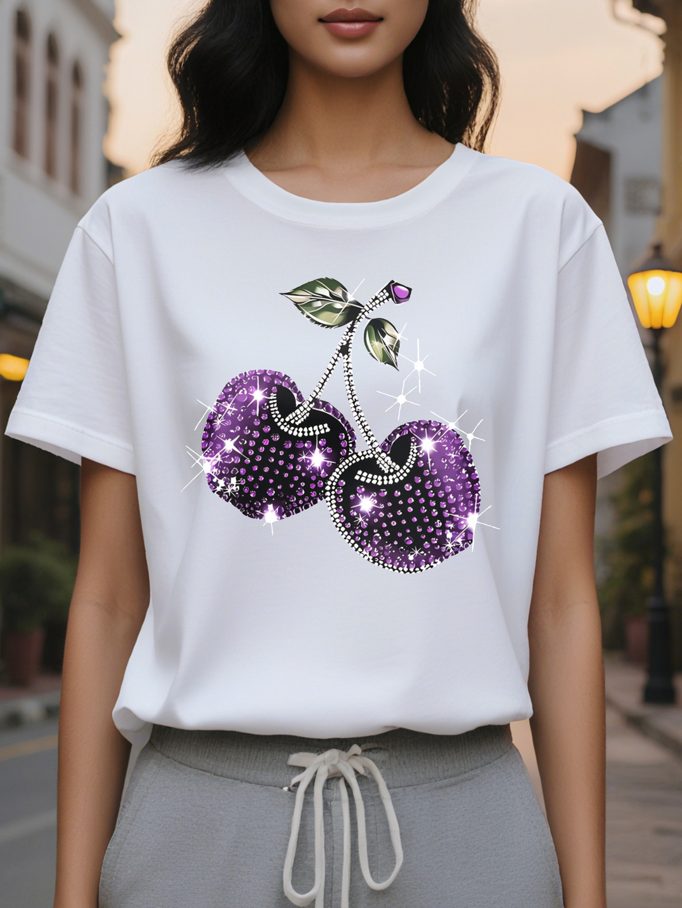 Purple T-Shirt Soft Lavender Like Hue Casual Everyday Party Top for Spring-Summer Outfits Non-See-Through Fabric