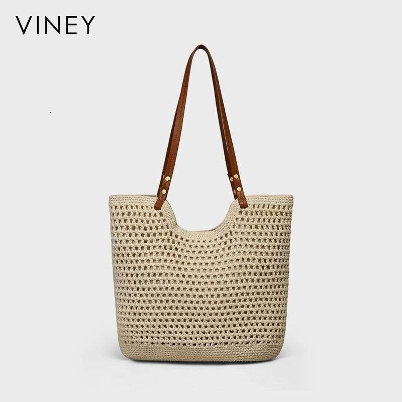 VINEY Handbag 2025 New Women's Large Capacity Tote Shoulder Straw Holiday Woven Bag