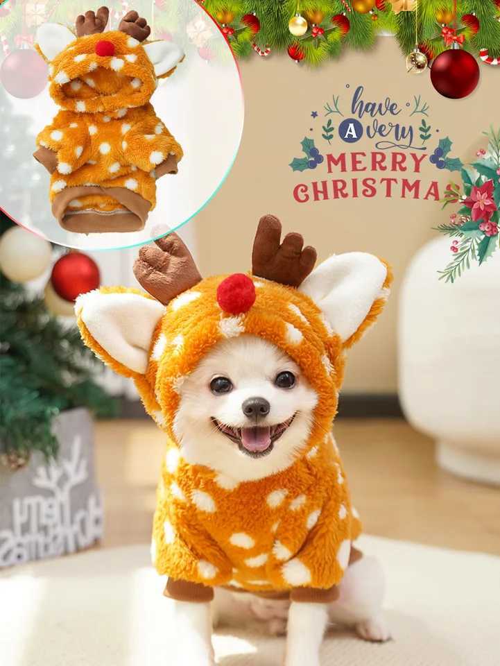 1pc Cute Christmas reindeer pet clothing is a musthave item for small cats and dogs during Christmas W250904