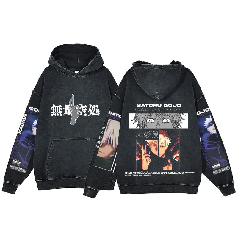 Anime Jujutsu Kaisen Fall/Winter New Arrival Hoodie Printed Harajuku Washed Hooded Sweatshirt Men's - VT2746