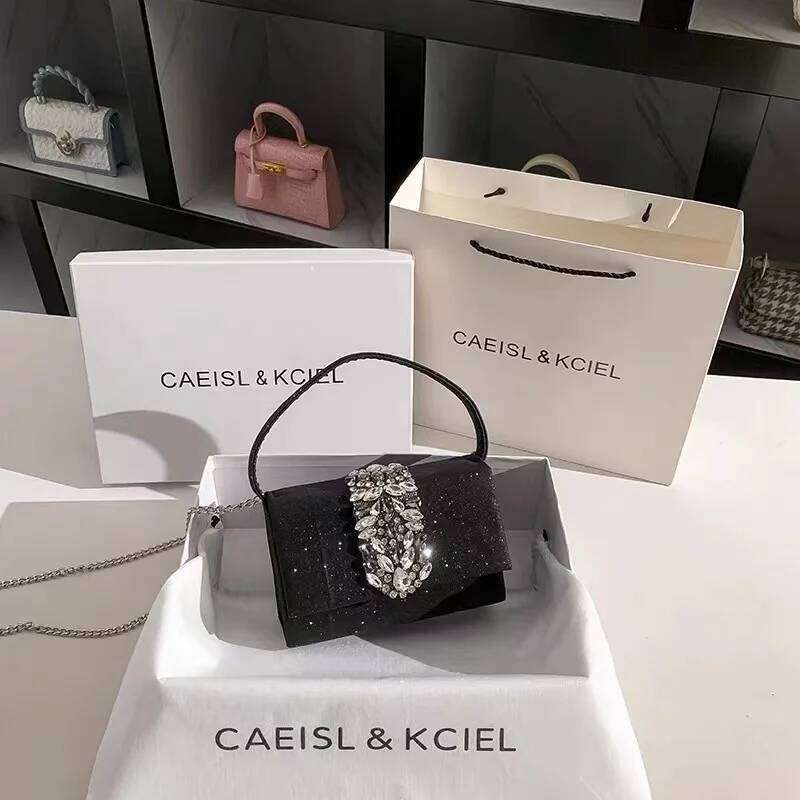 Glitter Square Fashion Women Handbag Crystal Shiny Dia Evening Wedding Party Clutch Purse Female Shoulder Bag